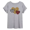 Juniors' Patterned Hearts Oversized Tee