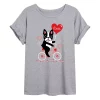 Juniors' Valentine's Day Dog On Bike Oversized Tee