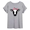 Juniors' Cow Heart Bandana Oversized Tee