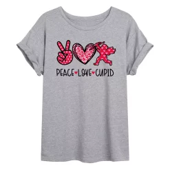 Juniors' "Peace Love Cupid" Valentine's Day Oversized Tee