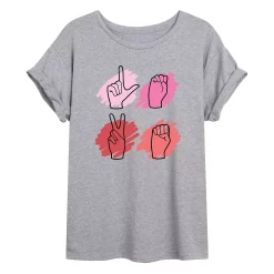Juniors' Sign Language "Love" Oversized Tee