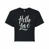 Juniors' "Hello Love" Cropped Tee