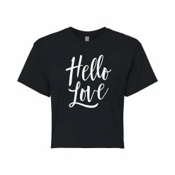Juniors' "Hello Love" Cropped Tee