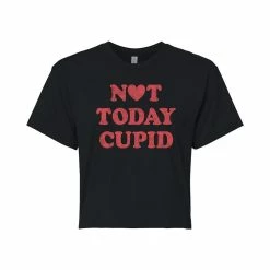 Juniors' "Not Today Cupid" Valentine's Day Cropped Tee