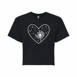 Juniors' Dandelion Heart Cropped Tee
