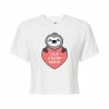 Juniors' "I Luv U Slow Much" Sloth Cropped Tee