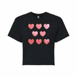 Juniors' Watercolor Hearts Cropped Tee