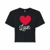 Juniors' "Love" Heart Cropped Tee