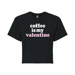 Juniors' "Coffee Is My Valentine" Valentine's Day Cropped Tee