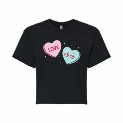 Juniors' Candy Hearts Valentine's Day Cropped Tee