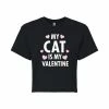 Juniors' "My Cat Is My Valentine" Valentine's Day Cropped Tee