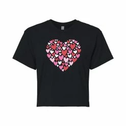 Juniors' Heart Fill Valentine's Day Cropped Tee
