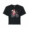 Juniors' Valentine's Day Gnome On Bike Cropped Tee