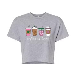 Juniors' "Coffee Is Love" Cropped Tee