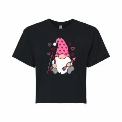 Juniors' Cupid Gnome Valentine's Day Cropped Tee