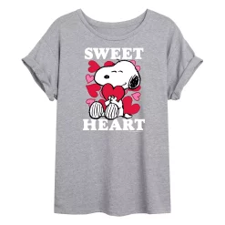 Juniors' Peanuts Snoopy "Sweetheart" Valentine's Day Oversized Tee