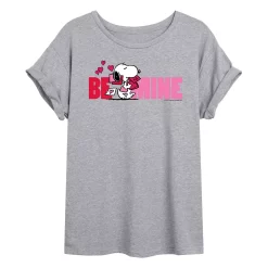 Juniors' Peanuts Snoopy "Be Mine!" Valentine's Day Oversized Tee