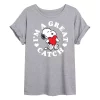 Juniors' Peanuts Snoopy "I'm A Great Catch" Oversized Tee