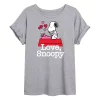 Juniors' Peanuts "Love, Snoopy" Valentine's Day Oversized Tee