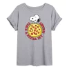 Juniors' Peanuts Snoopy "Pizza My Heart" Oversized Tee