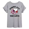 Juniors' Peanuts Snoopy "Gimme All The Love" Valentine's Day Oversized Tee