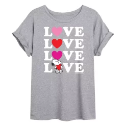 Juniors' Peanuts Snoopy "Love" Oversized Tee