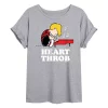 Juniors' Peanuts Schroeder "Heart Throb" Oversized Tee