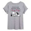 Juniors' Peanuts Schroeder & Lucy Love Song Oversized Tee