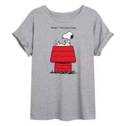 Juniors' Peanuts Snoopy "Dear Valentine" Oversized Graphic Tee