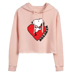Juniors' Peanuts Snoopy "Heartbreaker" Cropped Hoodie