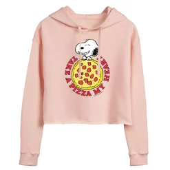 Juniors' Peanuts "Pizza My Heart" Cropped Graphic Hoodie