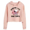 Juniors' Peanuts Snoopy "Gimme All The Love" Valentine's Day Cropped Hoodie