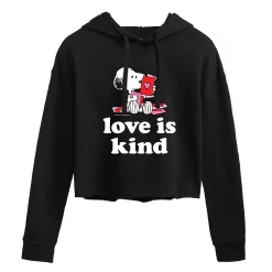 Juniors' Peanuts "Love Is Kind" Cropped Graphic Hoodie