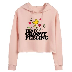 Juniors' Peanuts Woodstock "Groovy Feeling" Cropped Graphic Hoodie