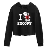 Juniors' Peanuts I Love Snoopy Cropped Hoodie