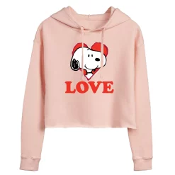 Juniors' Peanuts Snoopy Love Cropped Hoodie