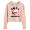 Juniors' Peanuts "Snoopy Is My Valentine" Cropped Graphic Hoodie