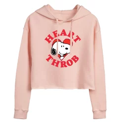 Juniors' Peanuts Snoopy Heartthrob Cropped Hoodie