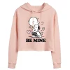 Juniors' Peanuts "Be Mine" Hug Cropped Graphic Hoodie