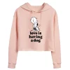 Juniors' Peanuts "Having A Dog" Cropped Graphic Hoodie