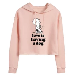 Juniors' Peanuts "Having A Dog" Cropped Graphic Hoodie