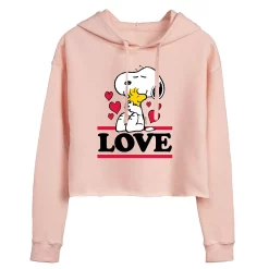 Juniors' Peanuts "Love" Cropped Graphic Hoodie