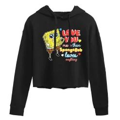 Juniors' SpongeBob Love Cropped Hoodie