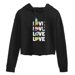 Juniors' SpongeBob Love Cropped Hoodie