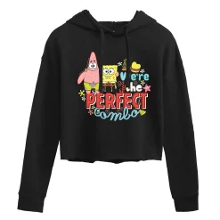 Juniors' SpongeBob And Patrick "We're The Perfect Combo" Cropped Hoodie
