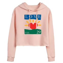 Juniors' USPS Love Heart Stamp Cropped Hoodie