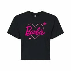 Juniors' Barbie® Heart Logo Cropped Graphic Tee