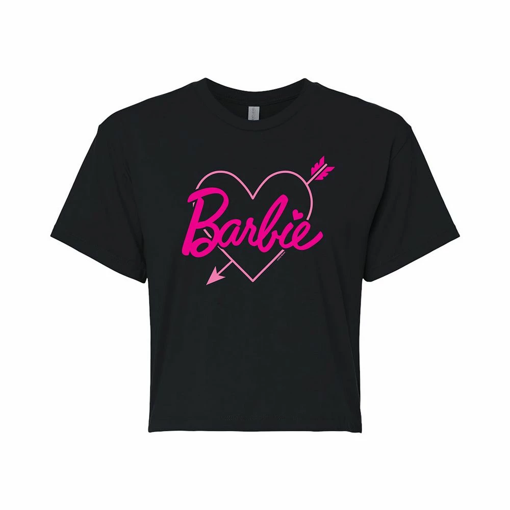 Juniors' Barbie® Heart Logo Cropped Graphic Tee 1 Juniors' Barbie® Heart Logo Cropped Graphic Tee