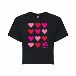 Juniors' Barbie® Hearts Cropped Graphic Tee