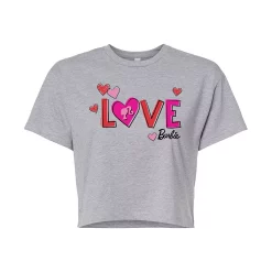 Juniors' Barbie® Love Cropped Graphic Tee